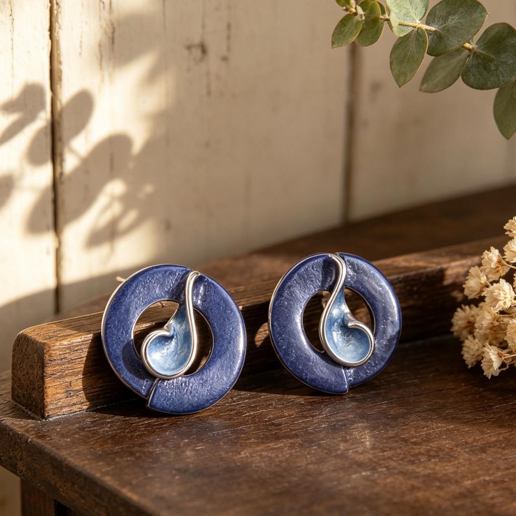 Popular contrasting colors hand-painted enamel color round hollow water drop shape stud earrings daily versatile European and American style earrings