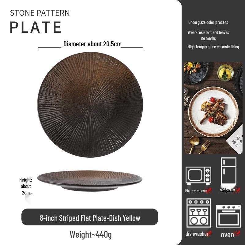 Japanese Ceramic Retro Dining Plate for Pasta, Steak, and Desserts