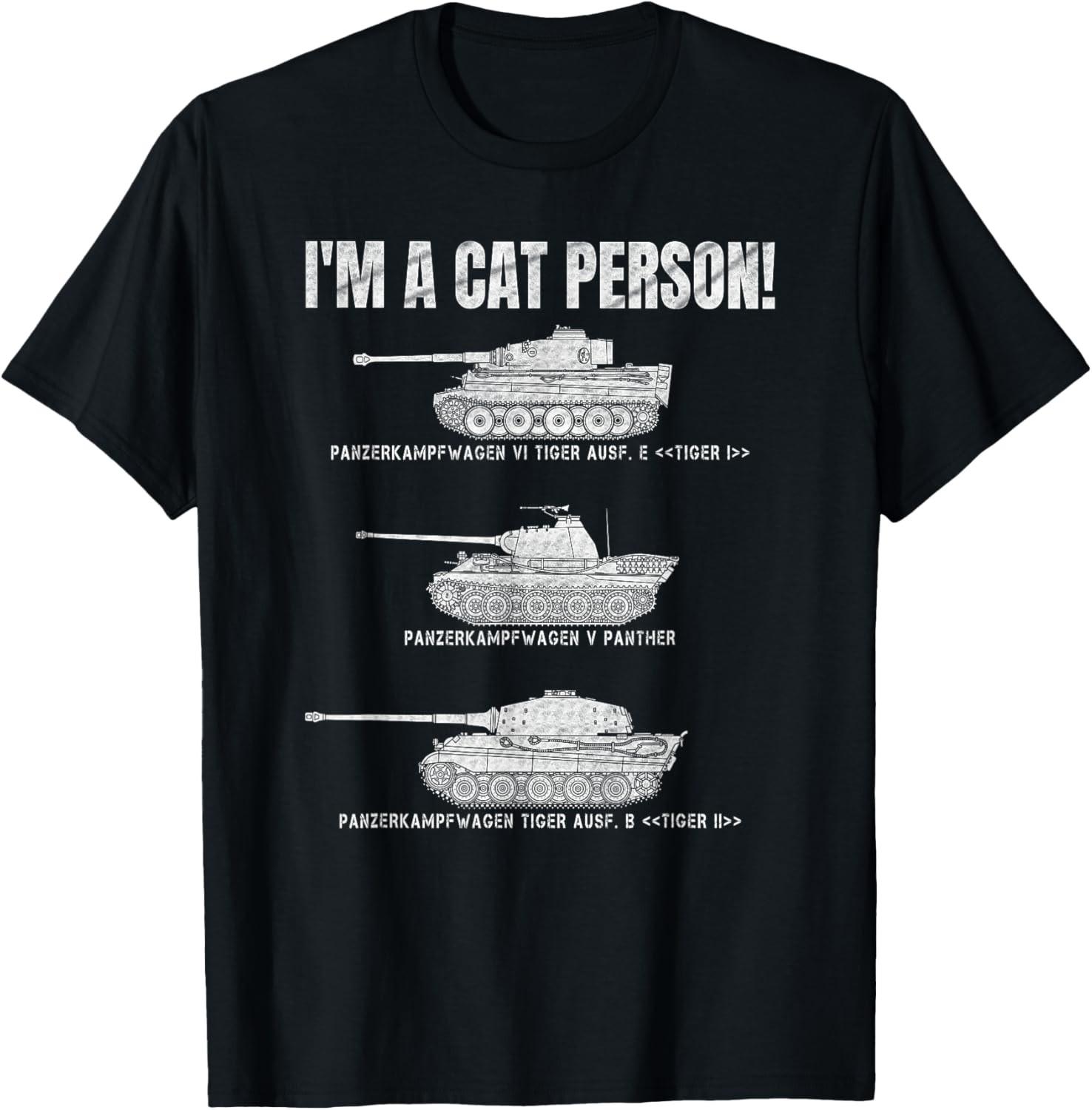 Panzer VI Tiger I German Panther Panzers Lover Cat Person T-Shirt S разноцветный
