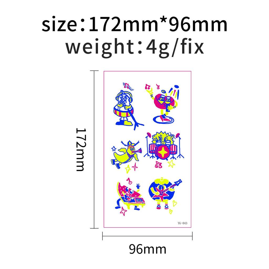 Neon Glow Music Festival Tattoo Stickers: Bright Fluorescent Designs for Concerts and Parties