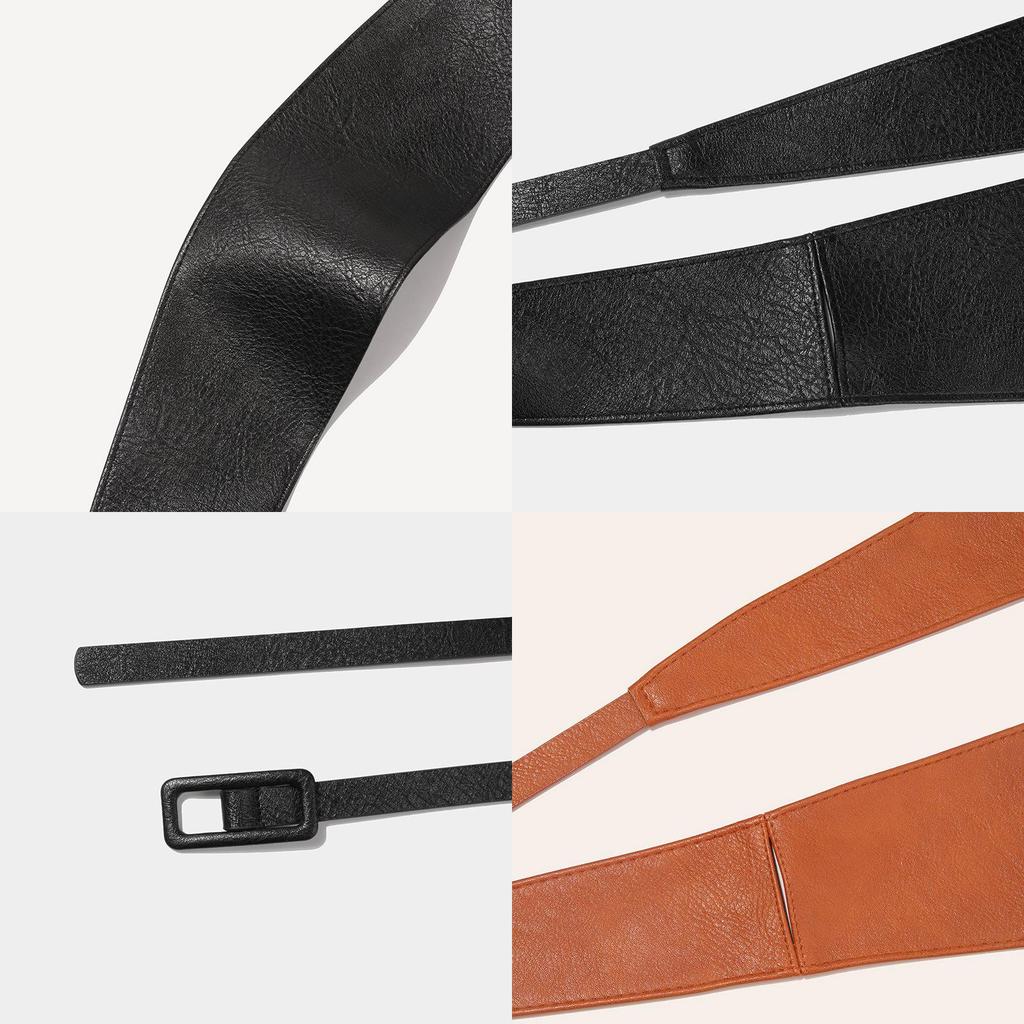 Womens Faux Leather Wide Waist Belt With Tie Closure For Summer Fashion Accessories