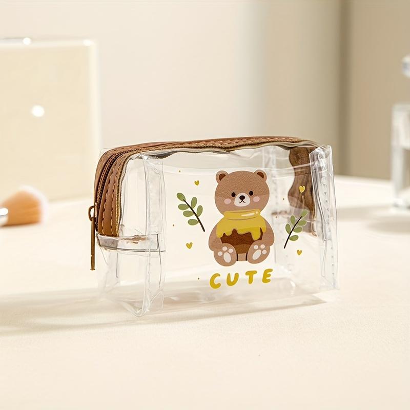 Transparent PVC Mini Portable Storage Bag Multifunctional Cute Animal Print Purse For Travel