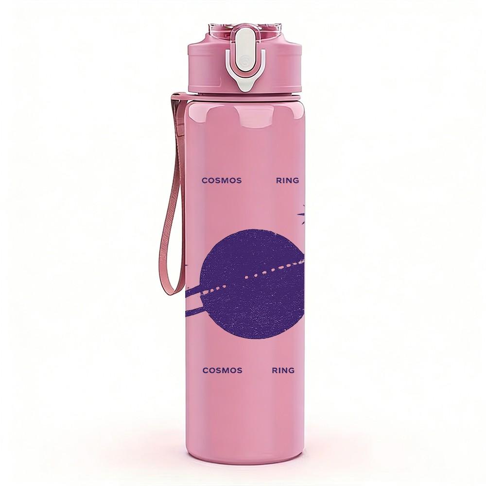 1PC Planet Outer Space Purple Tone Print 750ml Color Plastic Sports Water Bottle Leakproof Flip Straw Lid Suitable for Sports Office Home Use