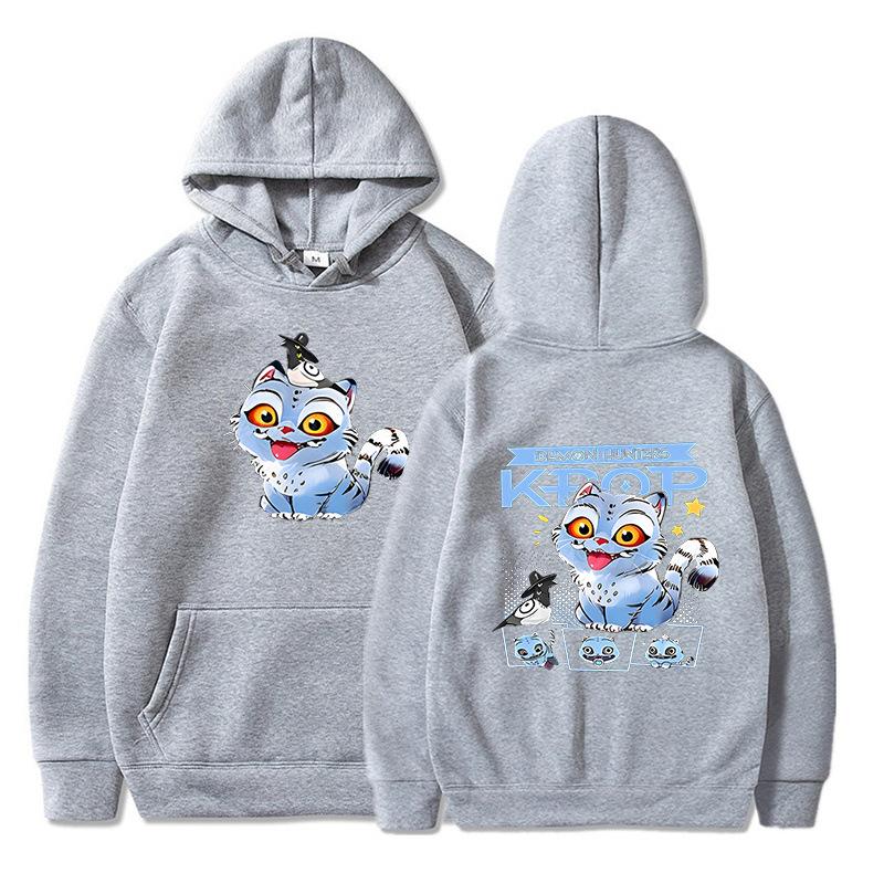 Kpop Anime Hoodie Oversized Cartoon Cat Graphic Print Pullover Sweatshirt Men Streetwear Hip Hop Fashion Casual Hooded Top