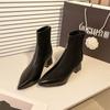High heel boots thick heel pointed fashion boots women's autumn and winter new versatile women's boots rear zipper short boots women's