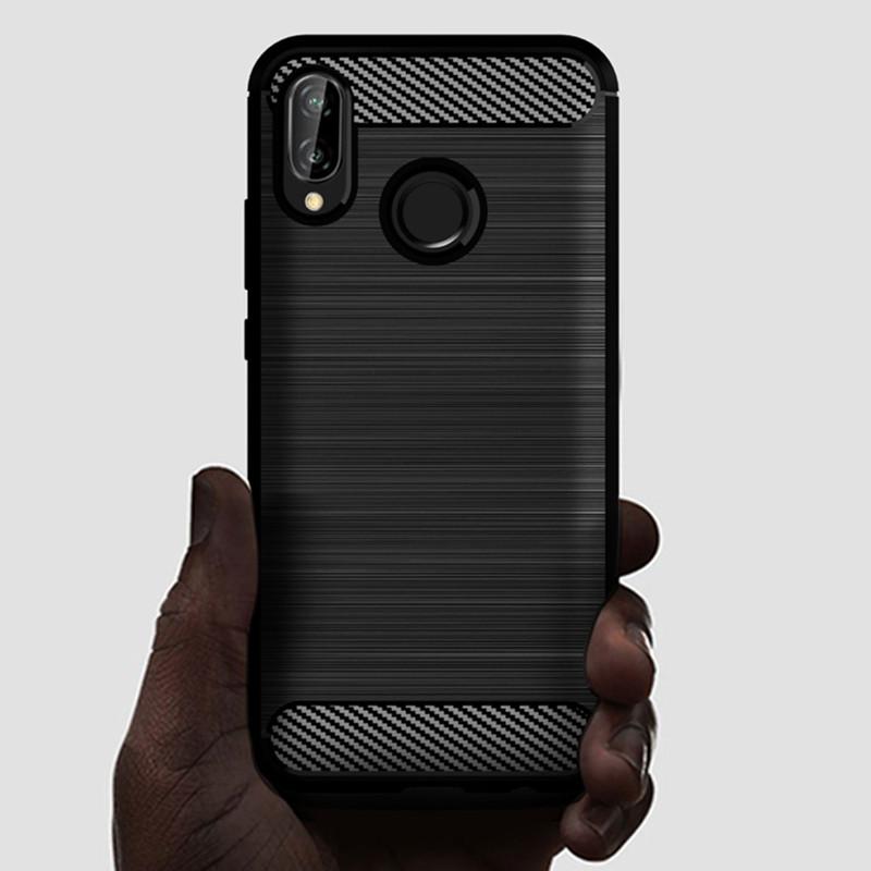 Shockproof Silicone Case for Huawei P20 Lite Brushed Carbon Fiber Phone Case for P20lite Huawei Soft Back Cover