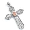 Reiki Pendant, Crystal Healing Pendant, Cross Pendant, Rose Quartz Pendant, 925 Sterling Silver Handmade Jewelry