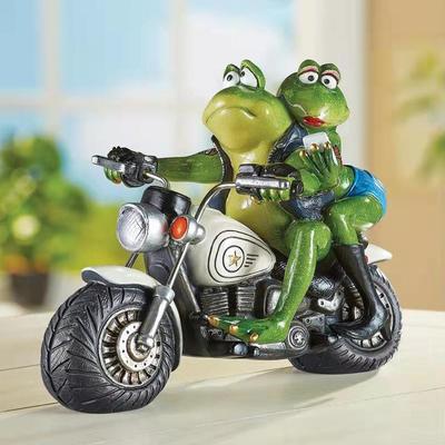 Frog Motorcycle Couple Frog Motorcycle Simulation Cute Frog Design Home Garden Ornament Resin