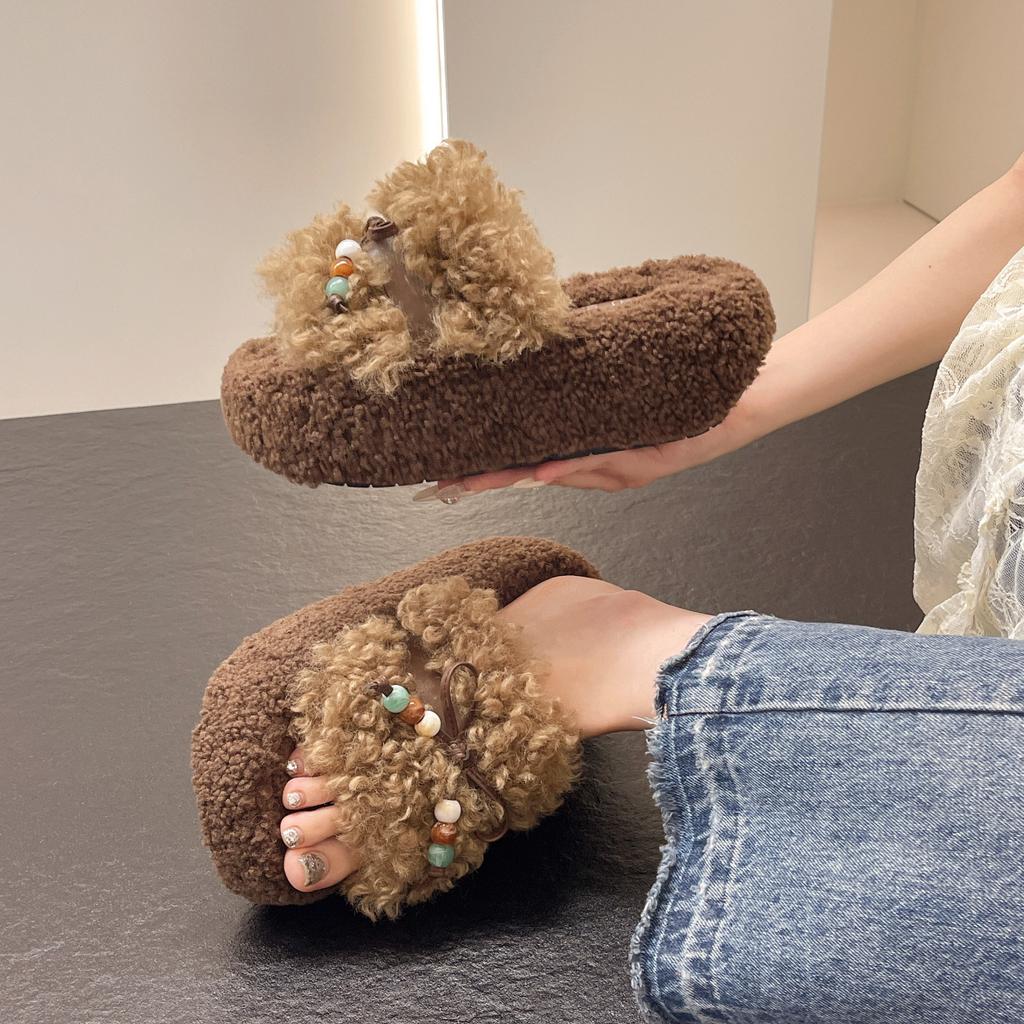 Dicksohlige, erhöhende, flauschige Schuhe für Damen 2025 neue Herbstmode, bequeme Schuhe, vielseitiges Temperament, kleine Hausschuhe