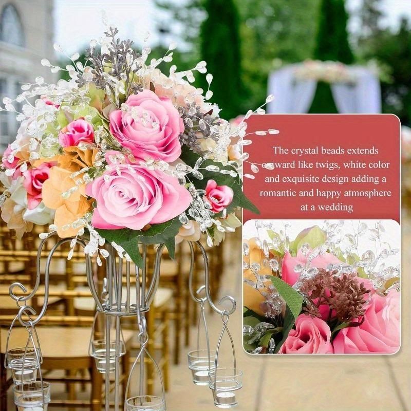 20pcs Acrylic Bead Flower Stems with Crystal Drops Versatile Beaded Twig Picks for Wedding Decor and Craft Jewelry Flower Charms