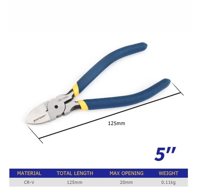 

Диагональные кусачки 5/6 дюйма Инструмент для зачистки проводов Бокорезы Кабельные борфрезы Кусачки Электрики Ручные инструменты для самостоятельного ремонта 5inch синий