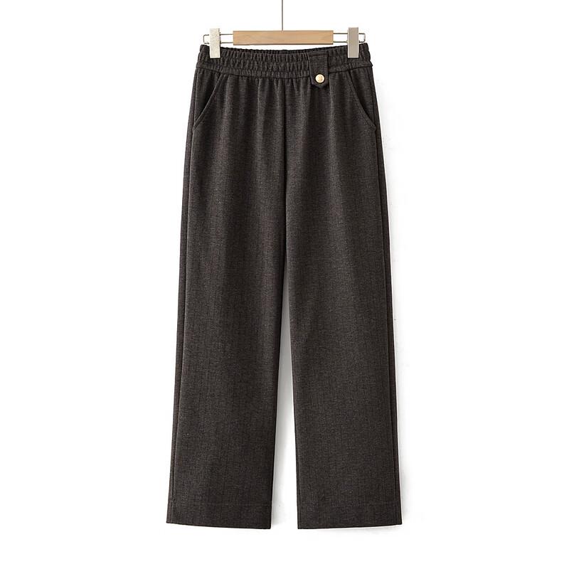 FENGXIAO Women's Plus Size Elastic Waist Straight-Leg Pants