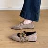 2025 Retro Rivet Pointed Toe Shallow Mouth Heightened Single Shoes 2025 New Flat French Evening Breeze Mary Jane Shoes