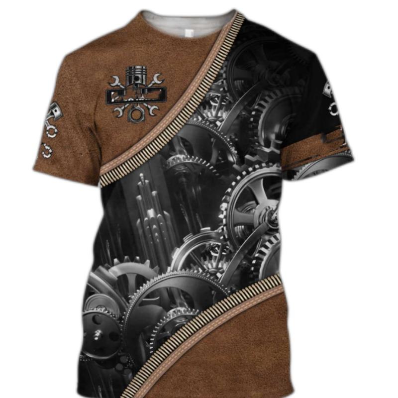 Men T Shirt Vintage T-shirt Summer Clothing Personalized Name Mechanic 3d Print Tops 5xl Street Casual Sports Oversized Pullover