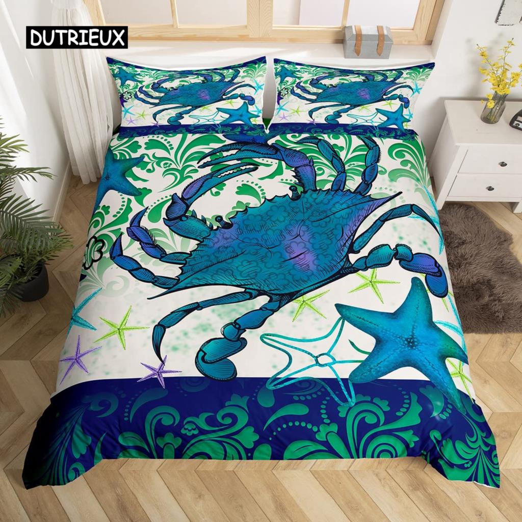 Sea Turtle Duvet Cover Twin Ocean Reptile Tortoise Comforter Cover Nautical Beach Bedding Set Microfiber Coastal Bedspread Cover