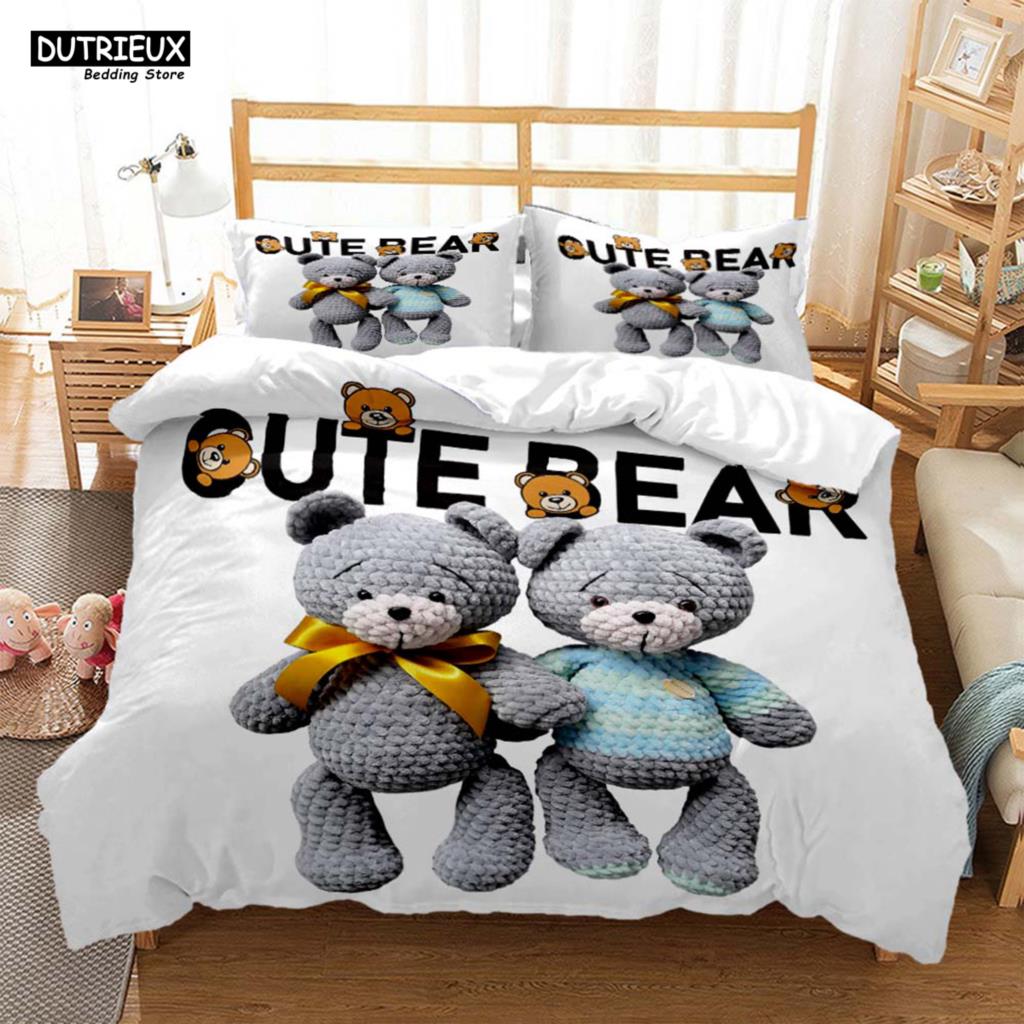 Cute Little Bear Printed Polyester Soft And Comfortable  Comforter Bedding Sets For Children  Complete Size Customizable