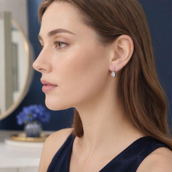 1 Pair Women Earrings, Cubic Zirconia Drop-Shaped Earrings, Ear-Buckle Closure Wedding Earrings, Anti-fade Earrings Jewelry