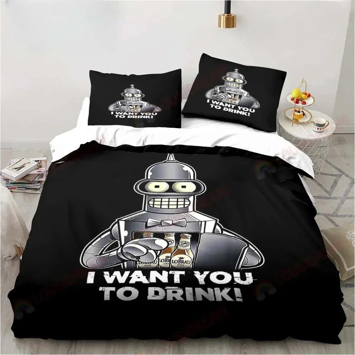 

Cartoon Futuramas Bender Poster Bedding Set Sheet King Twin Double Child Bedding Set Mircofiber or Polyester Duvet Cover Set EU Single(135*200cm)3pcs