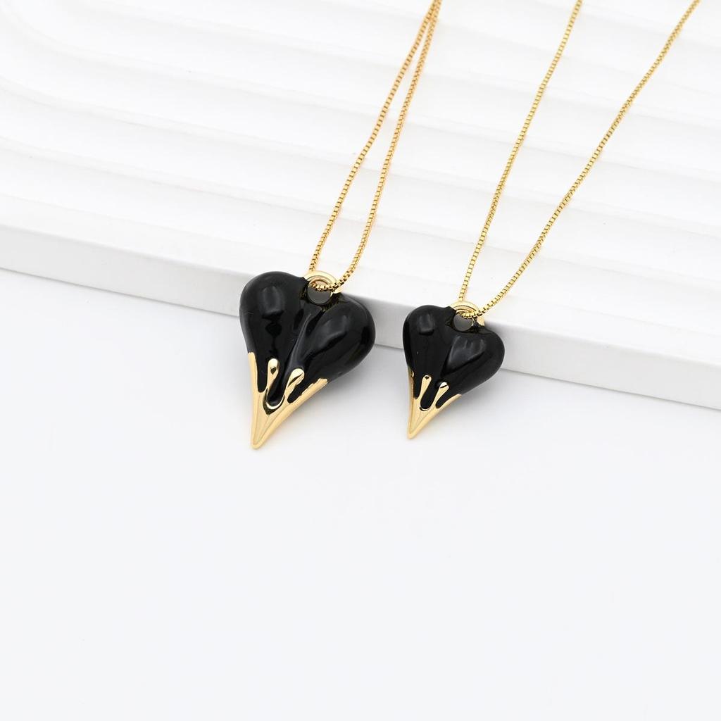 Xiyin 3D Drip Oil Heart Pendant Necklace Jewelry Accessories