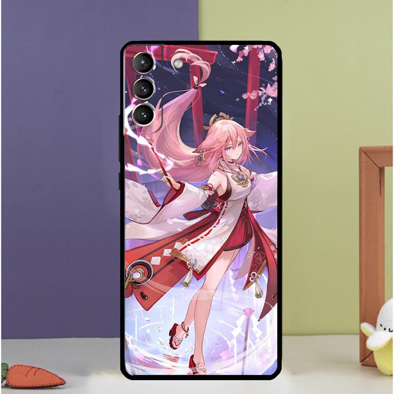 Genshin Impact Yae Miko Phone Case For Samsung Galaxy S23 S21 FE S22 Ultra Note 20 10 S8 S9 S10 Plus S10e S20 FE Cover