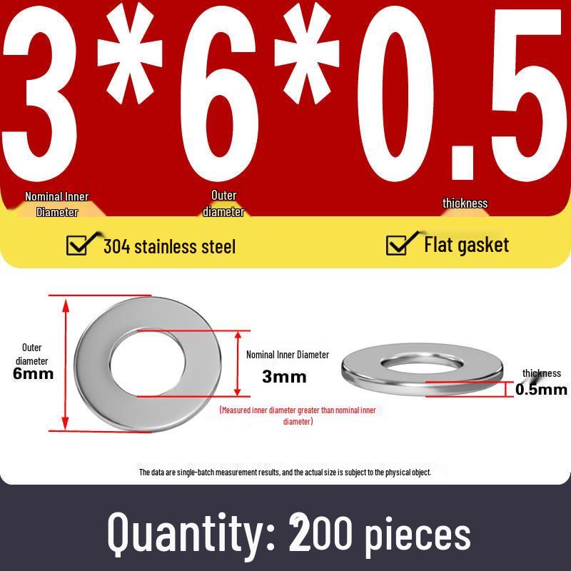 Plochá podložka z nerezové oceli 304 pro nastavení vůle hřídele (0,1/0,2/0,3 mm)