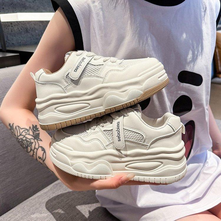 Board shoes women's inner height increase mesh white shoes women's summer new popular sports thick-soled breathable casual shoes women