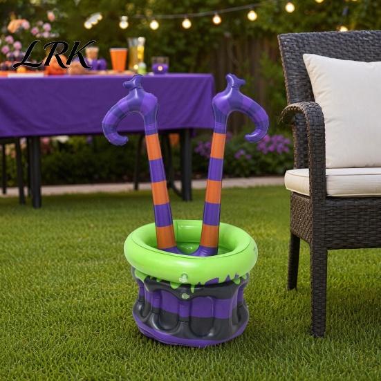 Halloween Party Decoration Inflatable Ice Bucket, Witch Legs Beverage Tub, Snack Storage Bucket Purple Orange Cooler for Decor, Outdoor Gathering