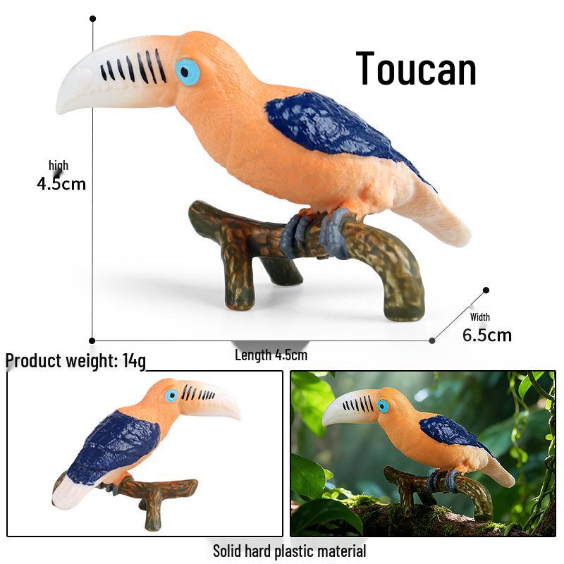Realistic Bird Figurines Set: Eagle, Parrot, Peacock, Flamingo, and Owl