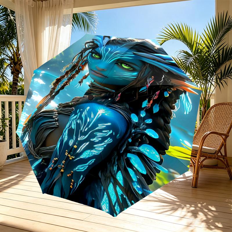 Avatar Print Automatic Open Close Umbrella, Portable Foldable Umbrella, for Outdoor Commute Camping Trip, Ideal Birthday Gift