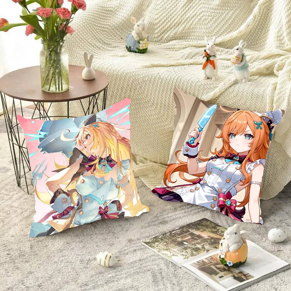 Game Genshin Impact Escoffier Pillow Case Square Pillow Bedroom Sofa Leisure Comfort Cushion Car Living Room Home Decoration