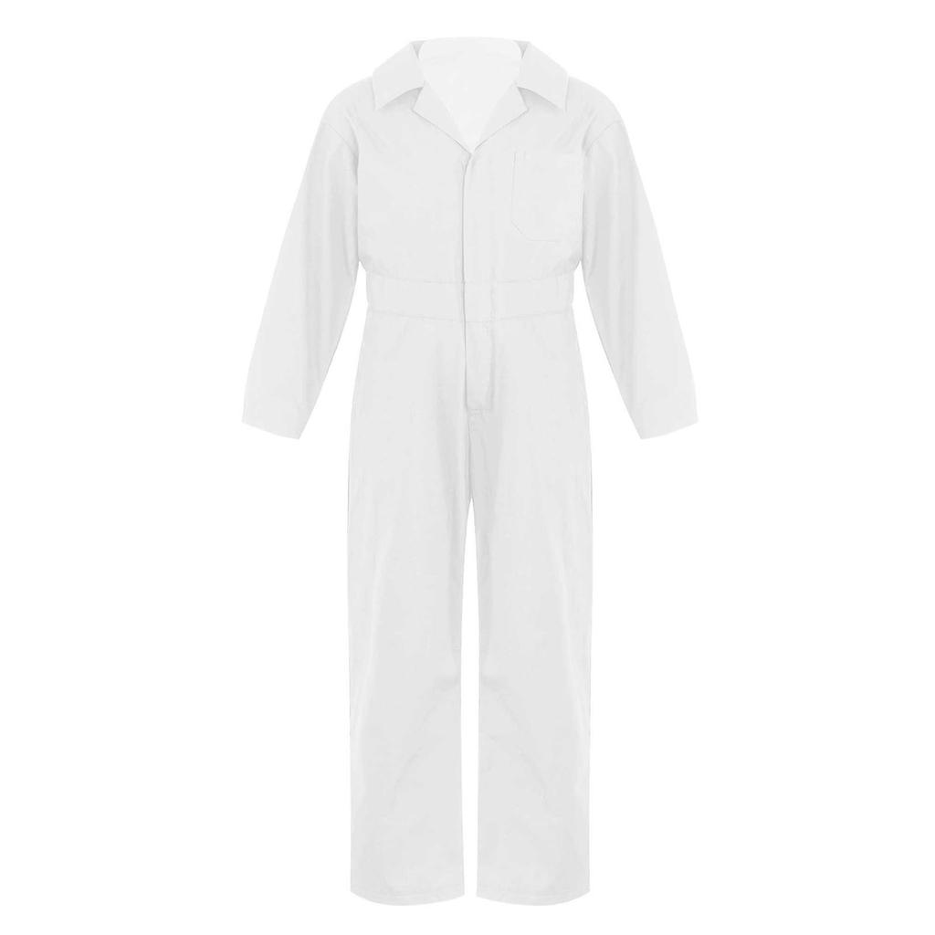 Kinder Jungen Langarm Overall Jumpsuit Umlegekragen Frontreißverschluss Einfarbig Stilvolles Outfit