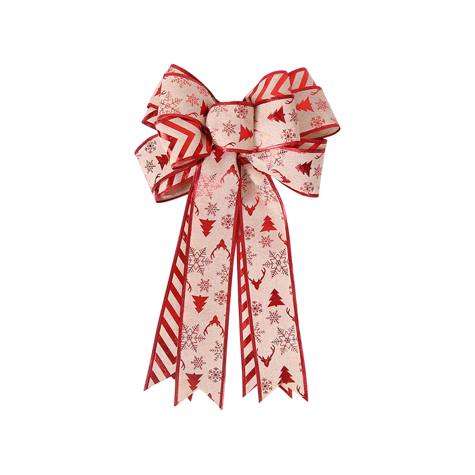 

Рождественские украшения Высококачественный золотой бархатный бант Рождественский флокированный бант Большой красный One Size