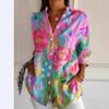 Camicia a Maniche Lunghe con Stampa Artistica, Top Casual Trendy per l'Uso Quotidiano