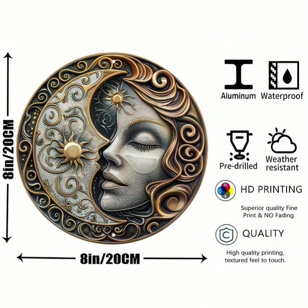 Art Lune Métallique 20x20 cm Décoration Murale Panneau Extérieur Résistant aux Intempéries Impression HD