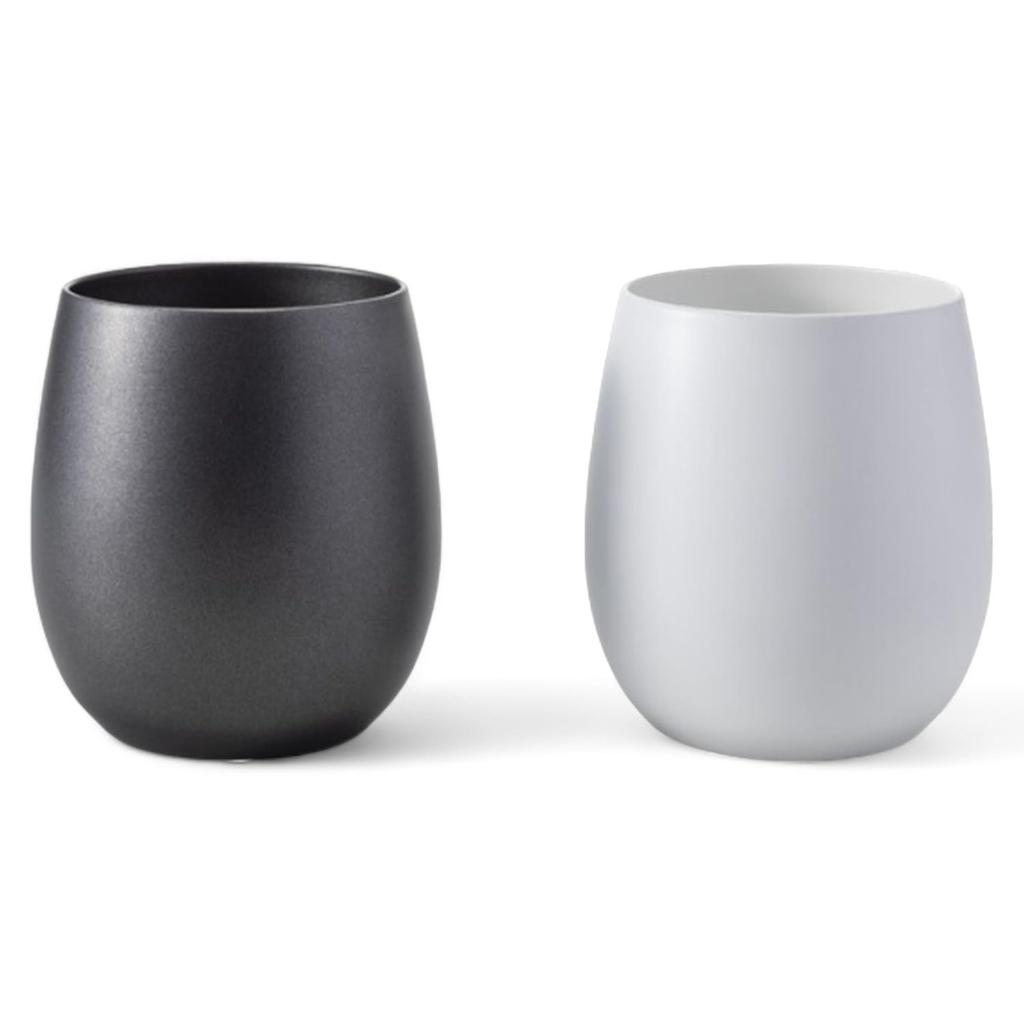 Pair of 250ml Stainless Steel Cups with a Feel and Vacuum Structure J-Kitchens Ceramic-Like Double-Walled