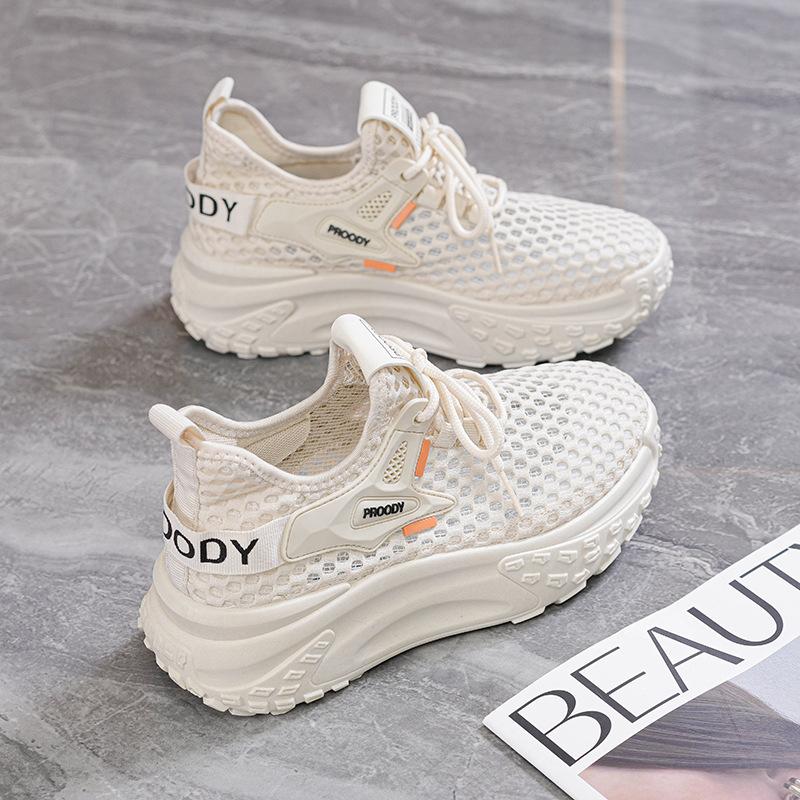 2024 Summer Breathable Mesh Casual Shoes Fashion Women Wedge Platform Comfortable Soft Sole Sports White Shoes Zapatillas Mujer