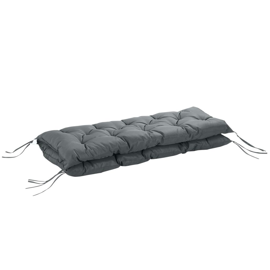 Garden Bench Cushion, 2 Seater Swing Chair Cushion, Seat Pad with Ties for Indoor and Outdoor Use, 110 x 120 cm, Dark Grey