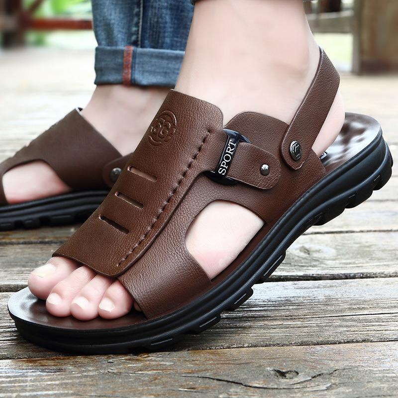 Men Shoes Sandals Cowhide Shoes Leather Antiskid Sandal Men's Shoes Sandalias Hombre Chaussure Homme Sandalias Planas Zapatos