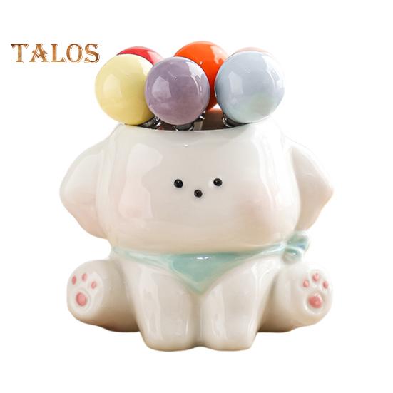 

Керамический набор вилок для фруктов для собак, безопасная для пищевых продуктов десертная посуда с банкой, керамическая банка, коробка для бенто, симпатичные эстетичные аксессуары для вечернего чаепития светло-синий