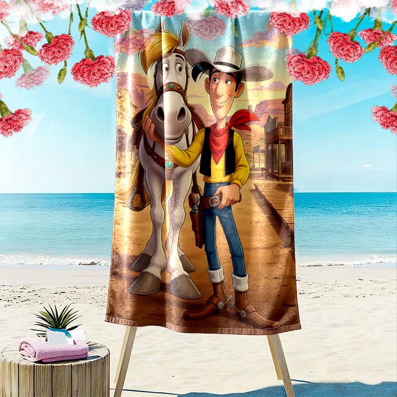 Lucky Luke Strandtuch, Großes Weiches Schnelltrocknendes Handtuch für Strand Camping Schwimmen 70cmx140cm(27x55inch) beige