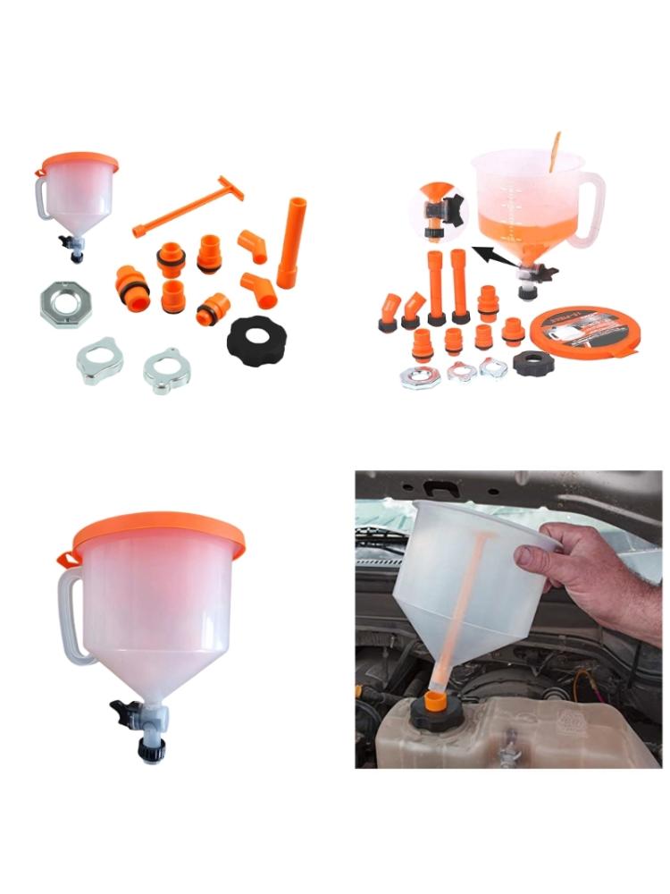 Kit de turnare portocaliu pentru lichid de răcire Rezistent la coroziune, fără vărsări, Set de pâlnie pentru lichid de răcire, Pâlnie pentru radiator, Kit de eructat, Pâlnie pentru umplere