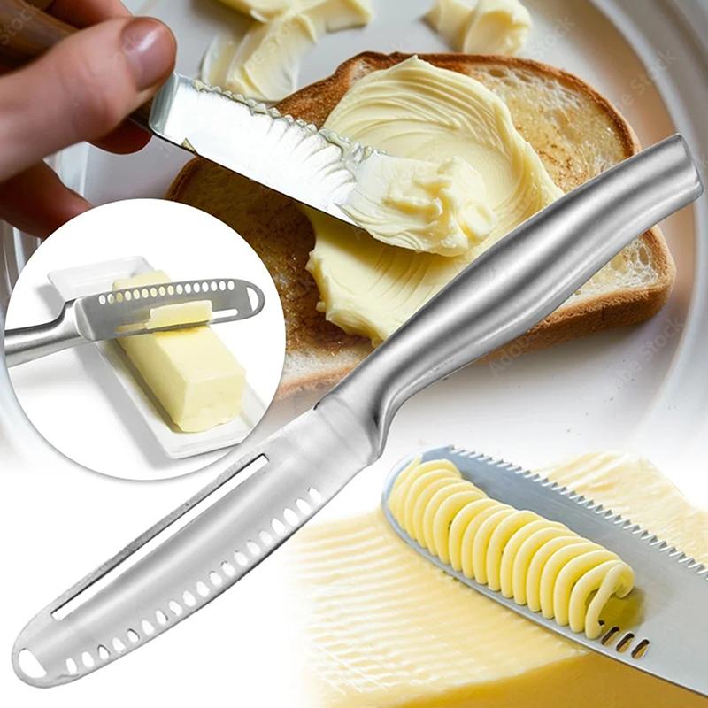 Nůž na máslo 3v1 Nůž na máslo z nerezové oceli Sýrový dezert Nátěr na džem Škrabka na chléb Štípač na máslo