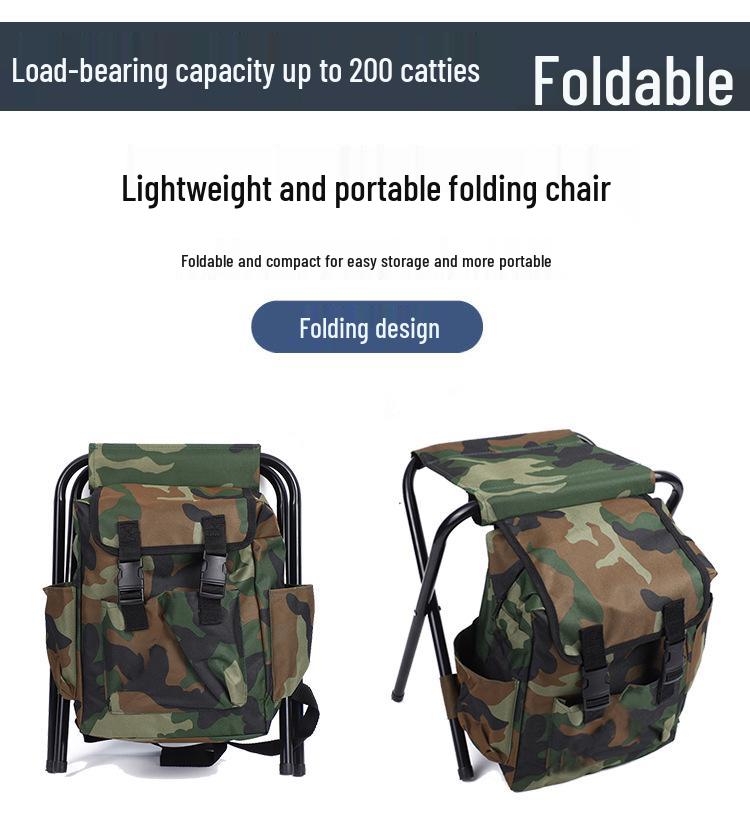 Multifunctional Folding Camping Chair with Double Shoulder Bag and Storage Stool