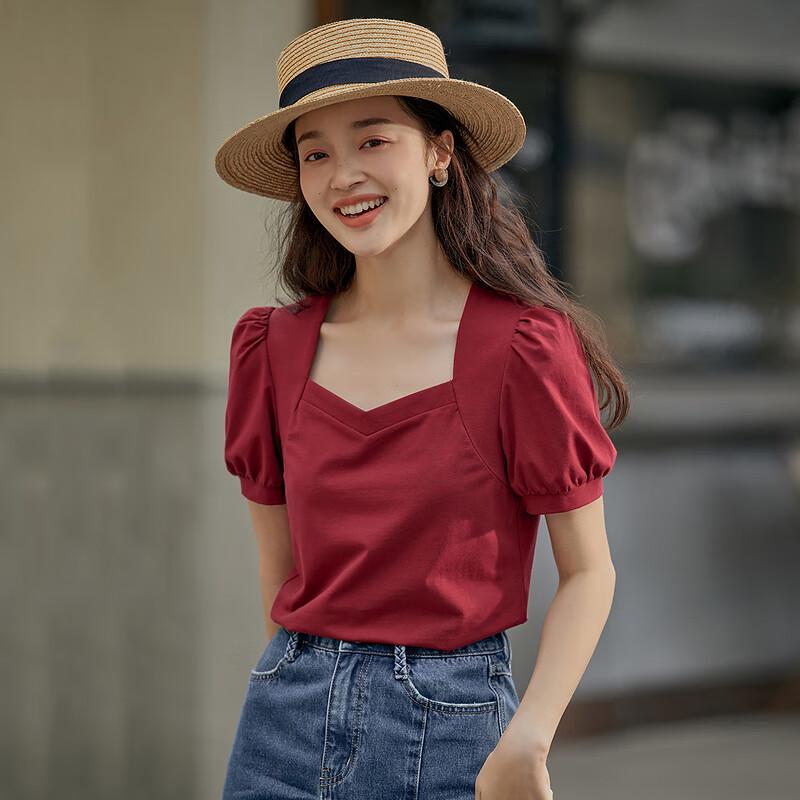 Inman French Cotton Square Neck Short Sleeve T-Shirt M