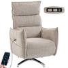 Sillón reclinable eléctrico giratorio para adultos, Silla con tejido de aspecto lino y puertos de carga, Beige