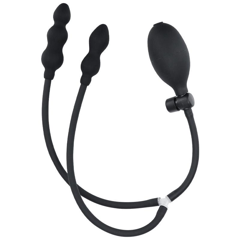Enhanced Dual-Head Inflatable Anal Plug with Adjustable Expansion Beads
