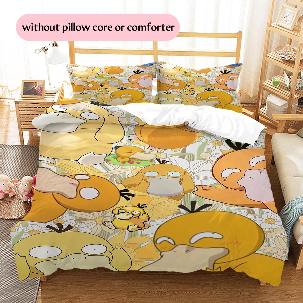 Постельное белье с рисунком Покемон Псайдак Декор для дома Подарок на день рождения (1 пододеяльник + 2 наволочки, без наполнителя) 220x240cm