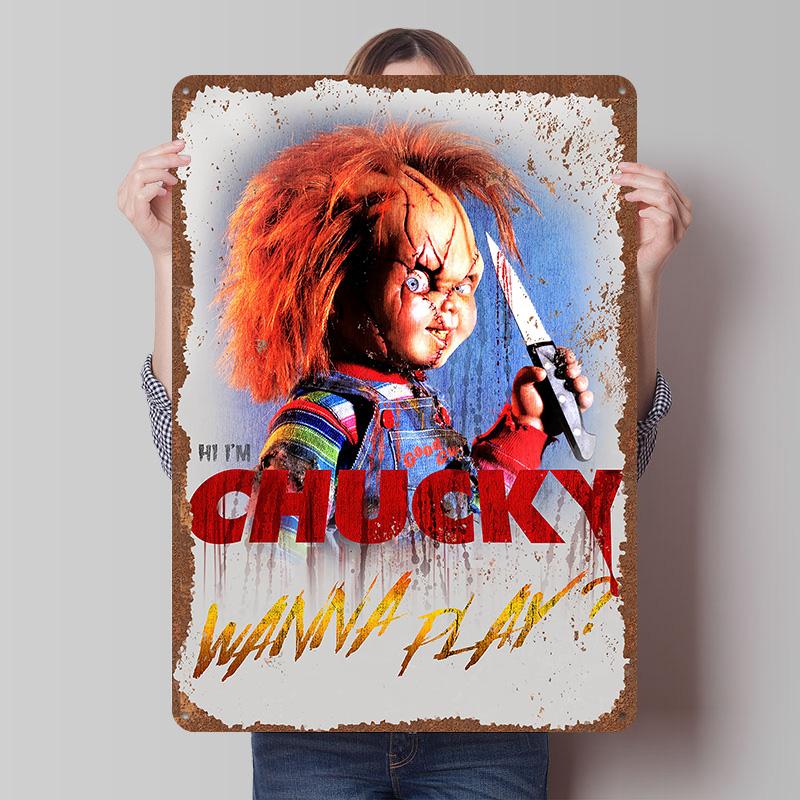 Child's Play Print Tinplate Posters Custom Wall Art Vintage Metal Tin Signs Retro Tin Plaque for Bathroom Decor Home Decorations
