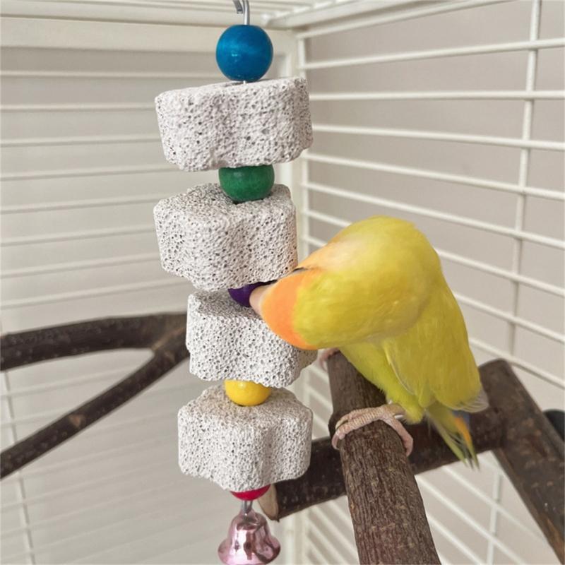 Parrot Chewing Toy Mineral Stone Parrots Beaks Grinding Toy Bites Resistant Cockatiels Parakeets Hangings Bird Molar Toy