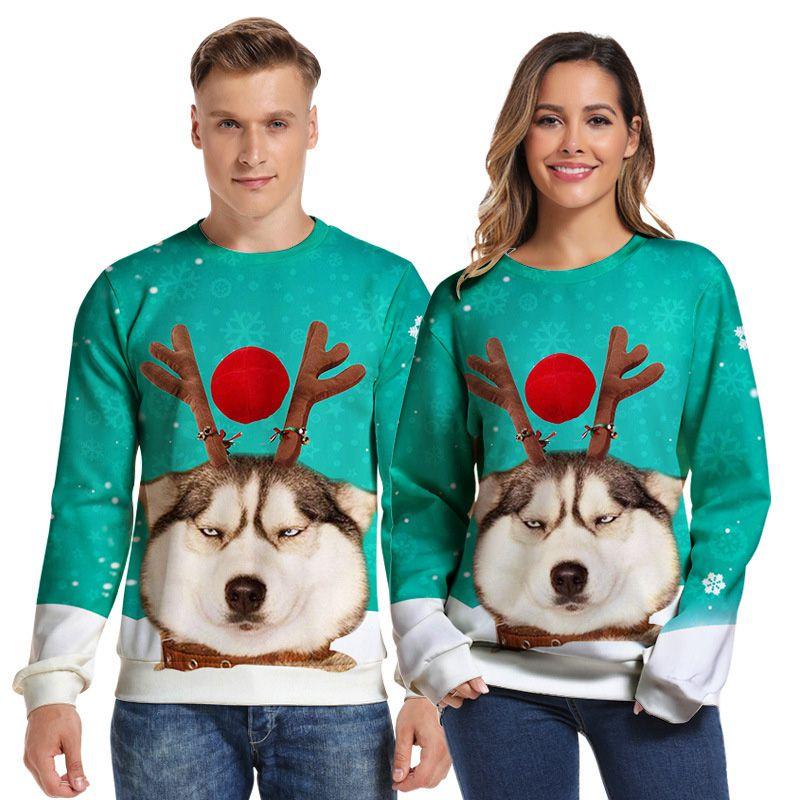 Womens Ugly Mens Christmas Sweater Funny Dog Xmas Sweatshirt Pullover Tops